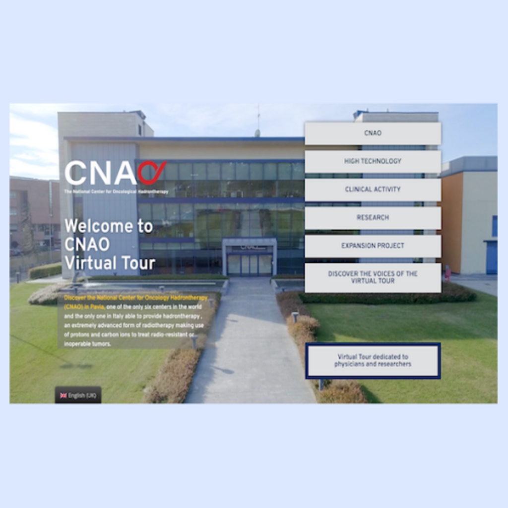 Discover the activities of the Center through CNAO VIRTUAL TOUR. Videos, interviews,<br />3D images and<br />presentations of<br />our experts